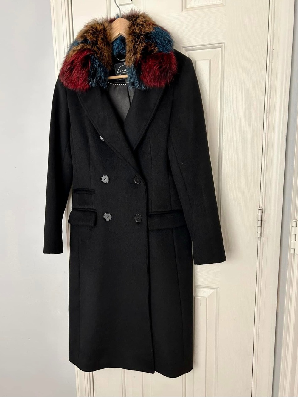 🔥New with Tag🔥Luxury Outerwear Classy Wool Long Coat with Genuine Fur Trim